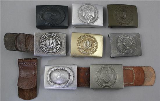 Eight German Third Reich belt buckles,